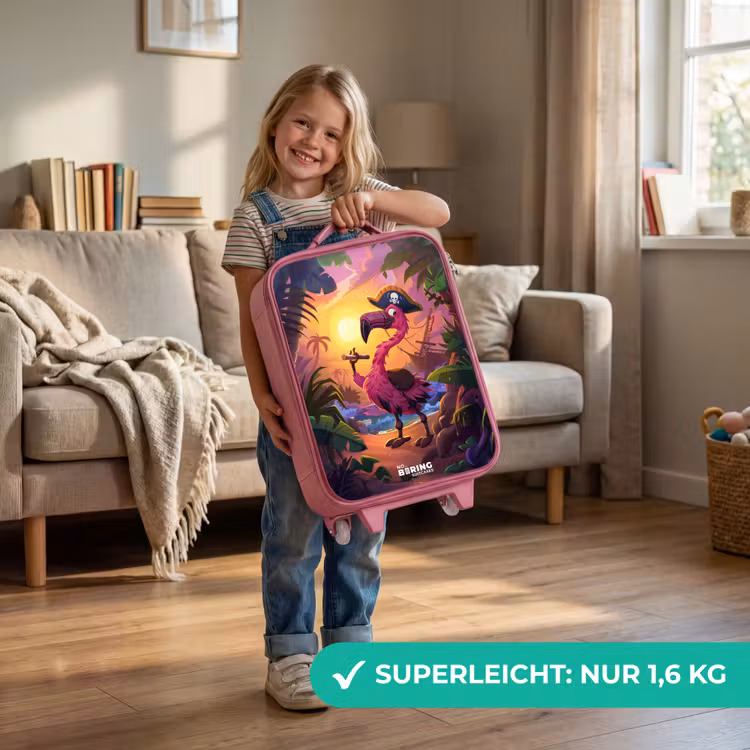 Kinderkoffer Rosa - Piratenflamingo auf einem tropischen Pfad — 3