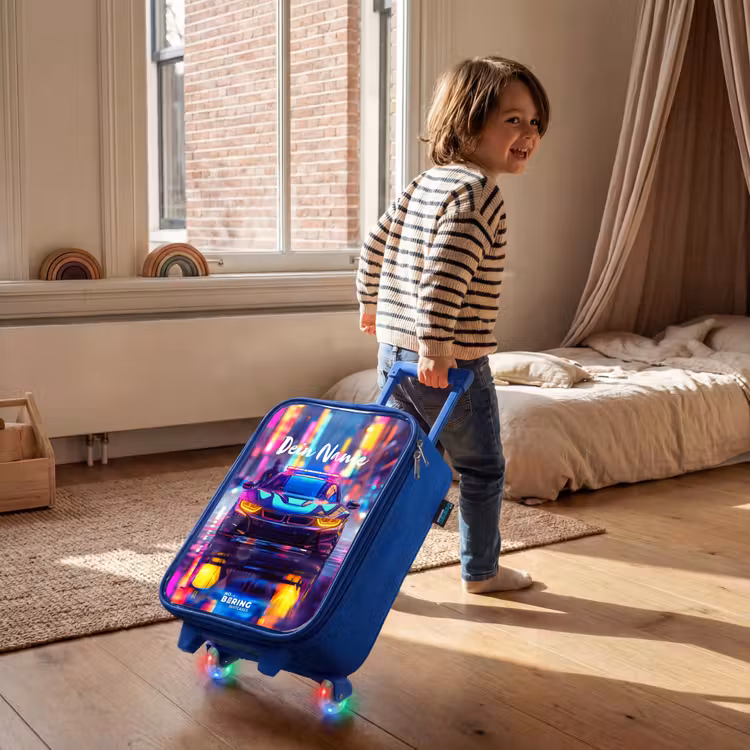 Kinderkoffer Blau - Neon-Nachtauto — 2