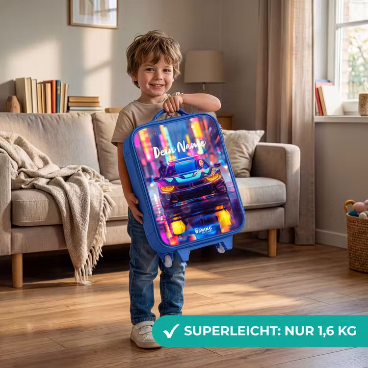 Kinderkoffer Blau - Neon-Nachtauto — 3