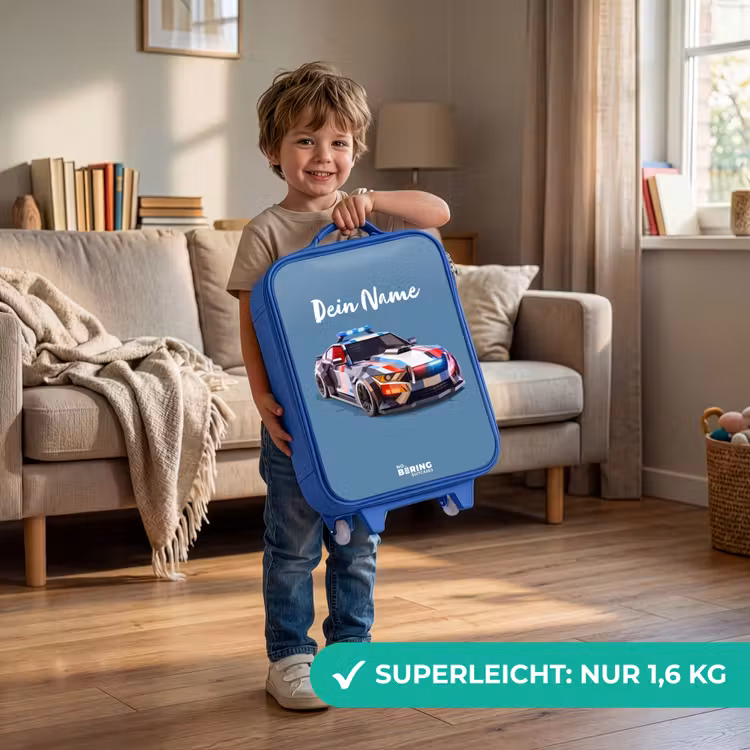 Kinderkoffer Blau - Schillerndes Polizeiauto — 3