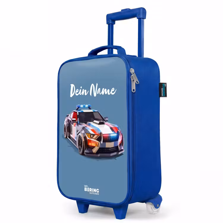 Kinderkoffer Blau - Schillerndes Polizeiauto — 8