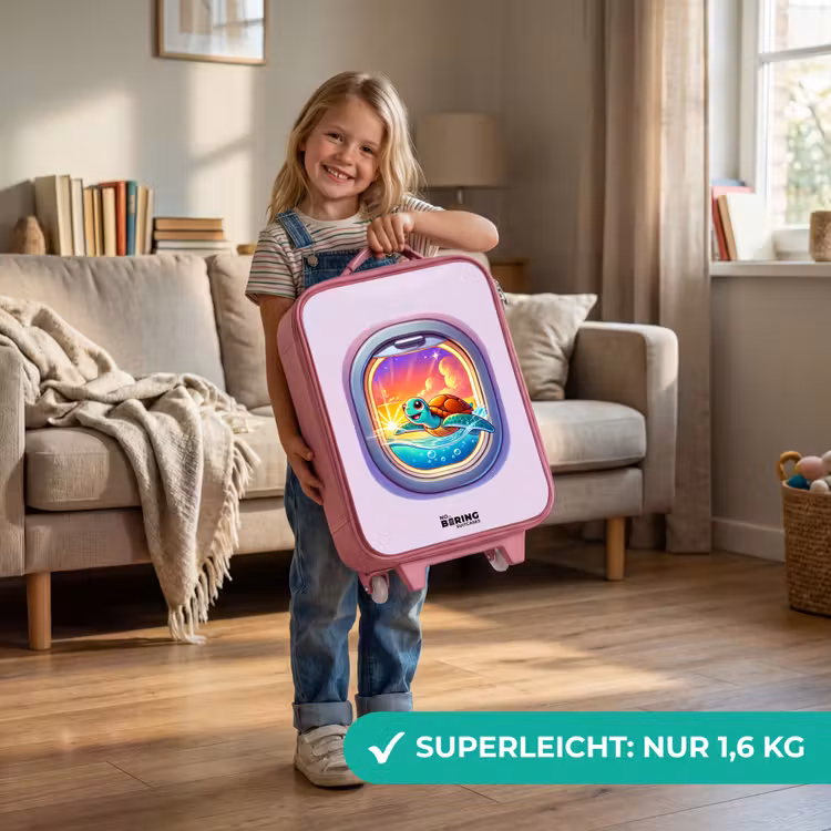 Kinderkoffer Rosa - Schildkröte beim Schwimmen mit Sonnenuntergang — 3
