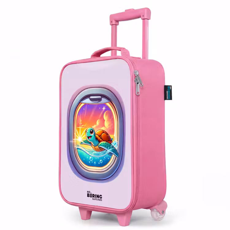 Kinderkoffer Rosa - Schildkröte beim Schwimmen mit Sonnenuntergang — 8
