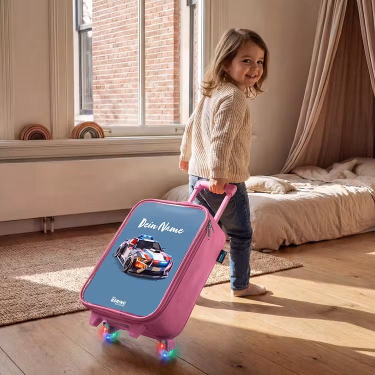 Kinderkoffer Rosa - Schillerndes Polizeiauto — 2