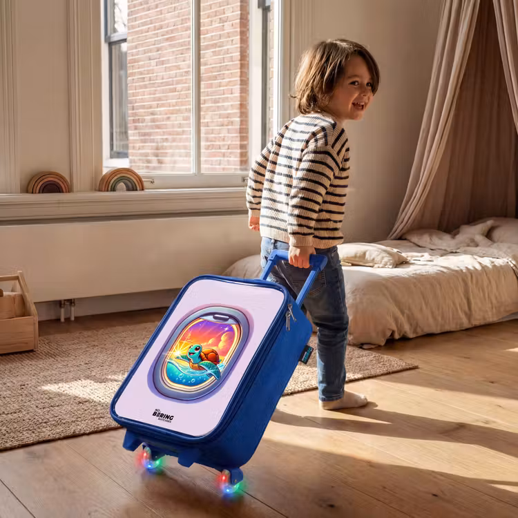 Kinderkoffer Blau - Schildkröte beim Schwimmen mit Sonnenuntergang — 2