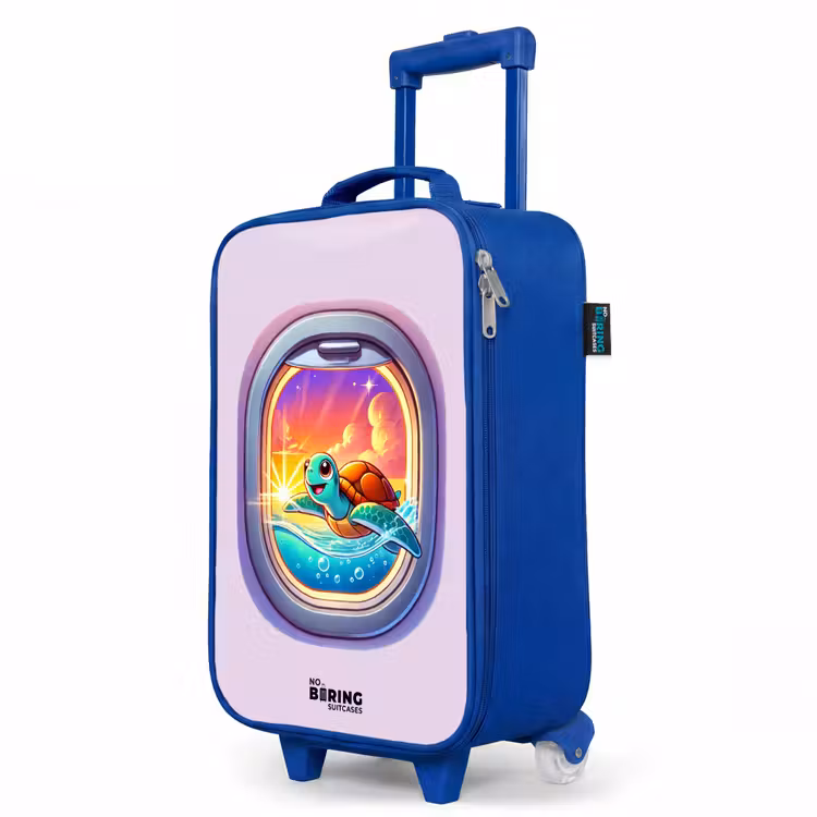 Kinderkoffer Blau - Schildkröte beim Schwimmen mit Sonnenuntergang — 8