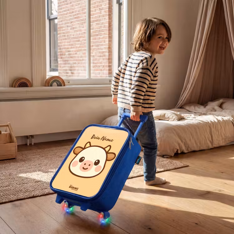 Kinderkoffer Blau - Kawai - Kuh - Braun — 2