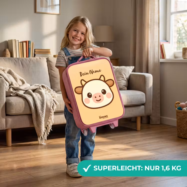 Kinderkoffer Rosa - Kawai - Kuh - Braun — 3