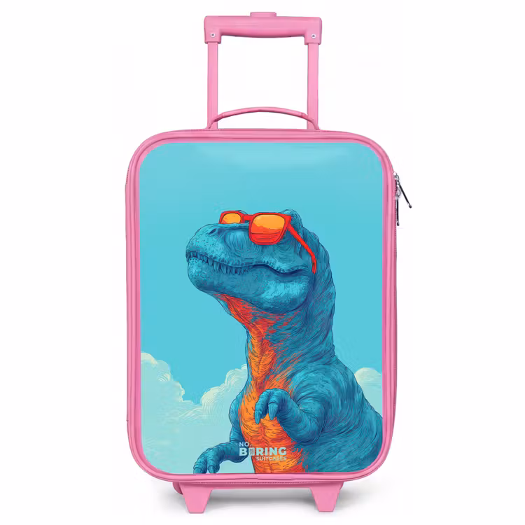 Kinderkoffer Rosa - Dino mit Sonnenbrille — 1
