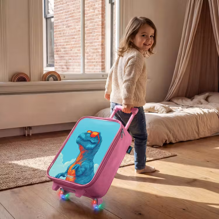Kinderkoffer Rosa - Dino mit Sonnenbrille — 2