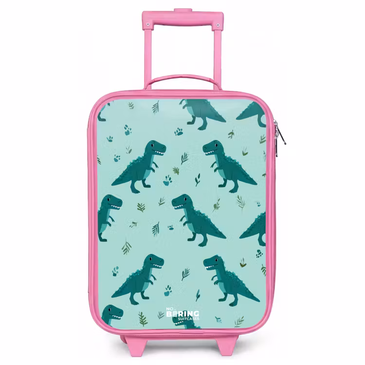 Kinderkoffer Rosa - Freundlicher T. rex zwischen den Spuren — 1