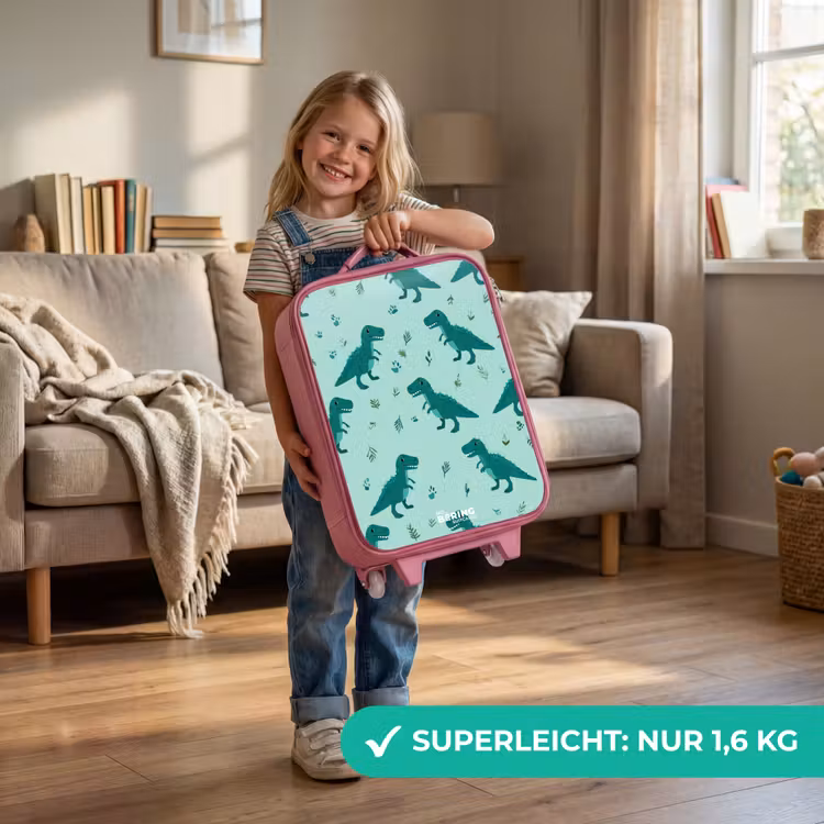 Kinderkoffer Rosa - Freundlicher T. rex zwischen den Spuren — 3