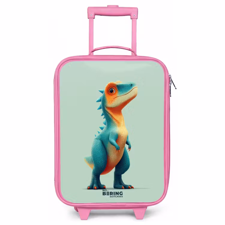 Kinderkoffer Rosa - Robuster Dino mit großen Augen — 1