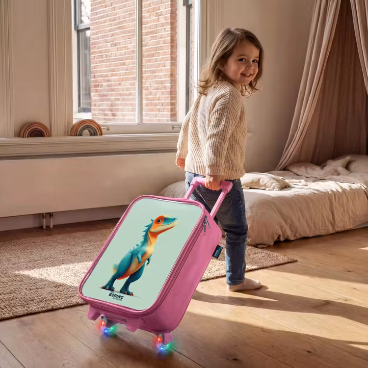 Kinderkoffer Rosa - Robuster Dino mit großen Augen — 2