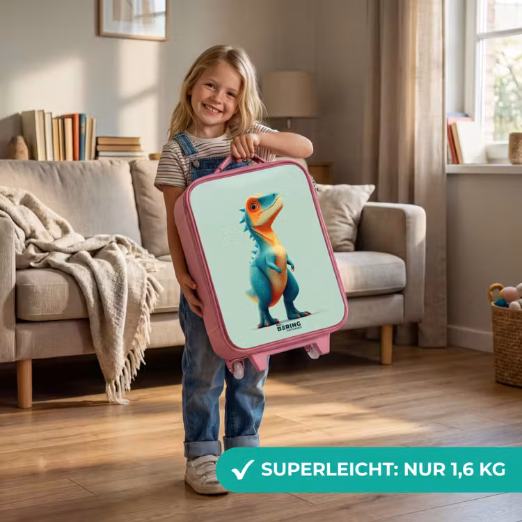Kinderkoffer Rosa - Robuster Dino mit großen Augen — 3