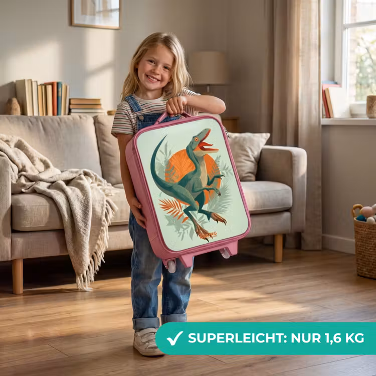 Kinderkoffer Rosa - Streifender Jäger mit Blättern — 3