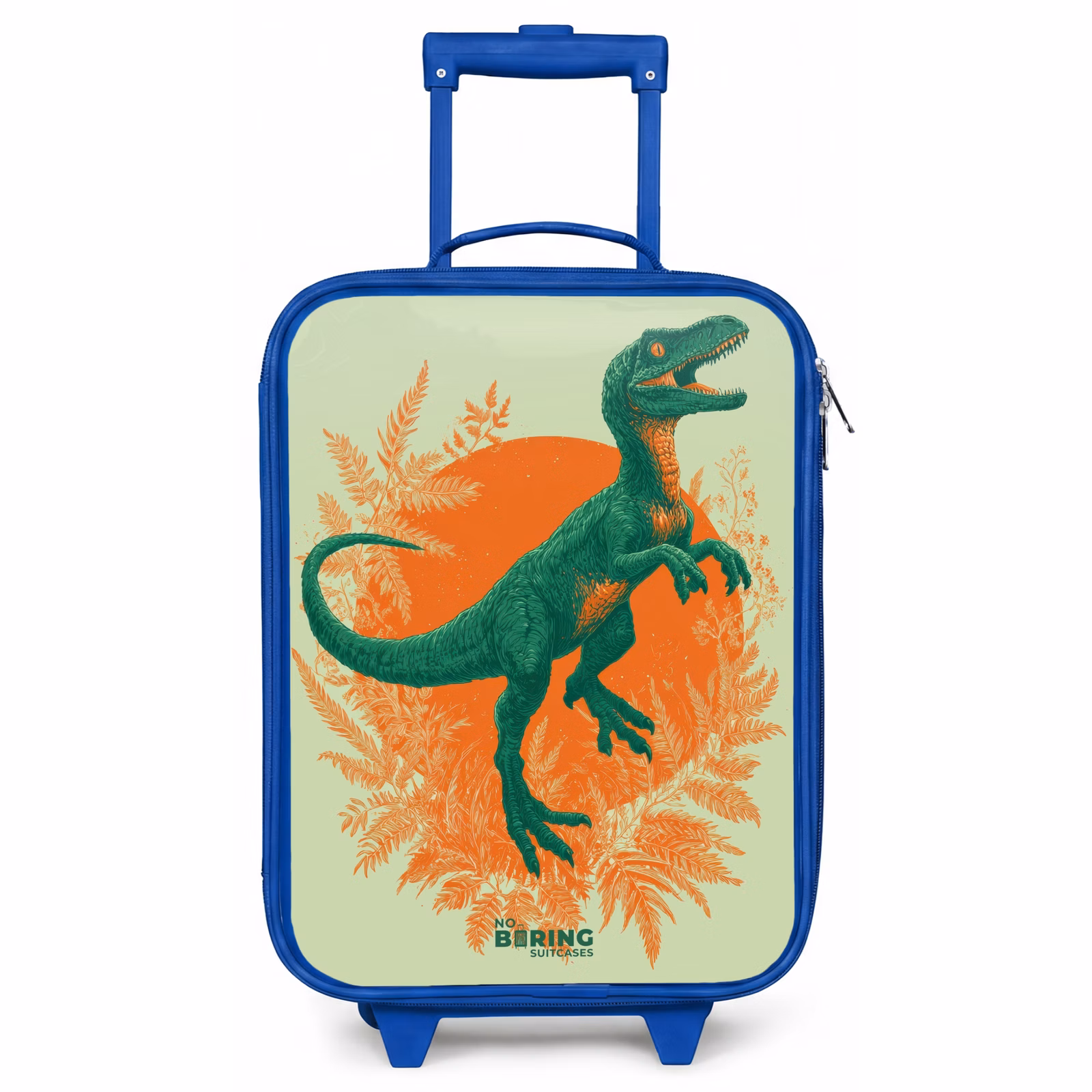 Kinderkoffer Blau - Grüner Dino zwischen Farnen — 1