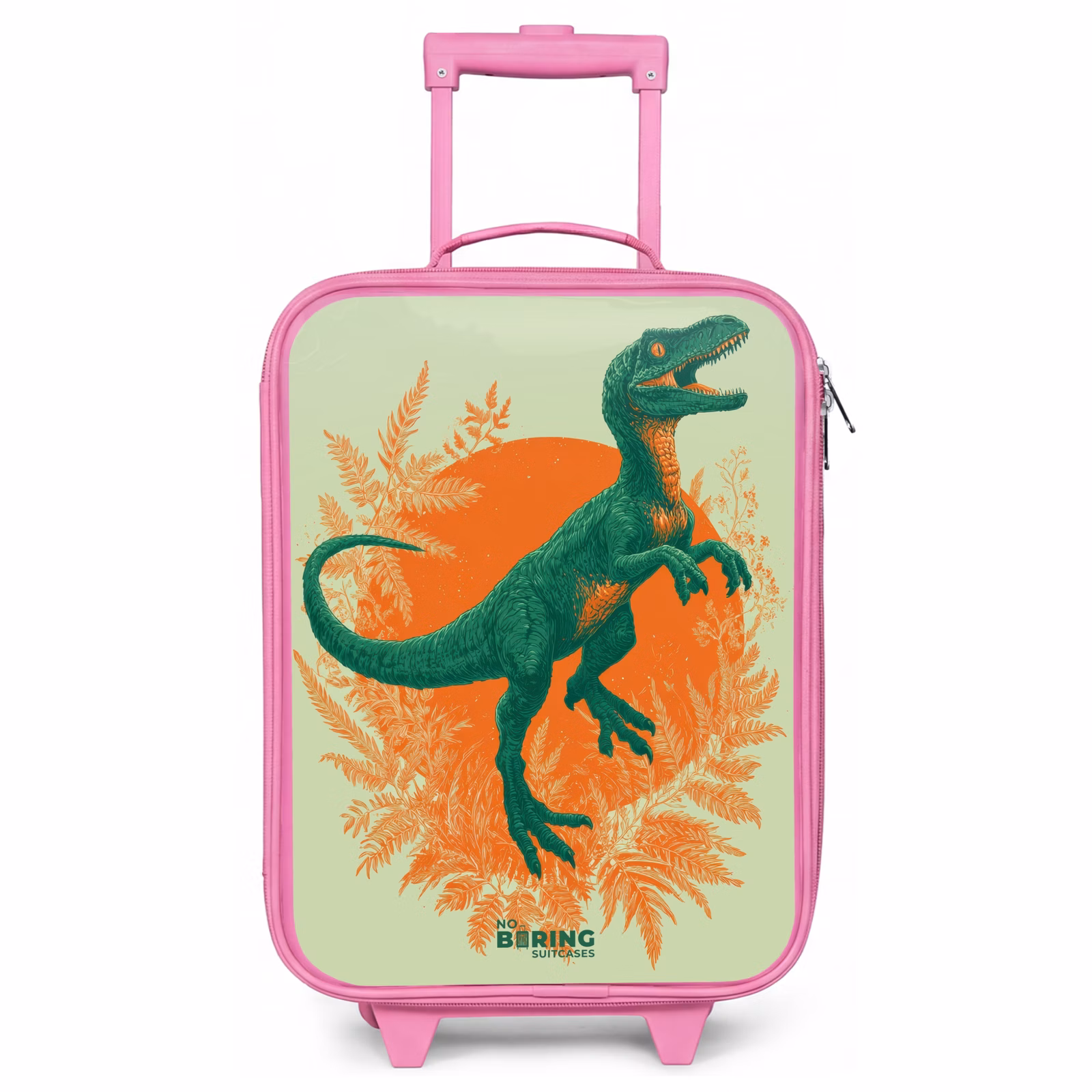 Kinderkoffer Rosa - Grüner Dino zwischen Farnen — 1