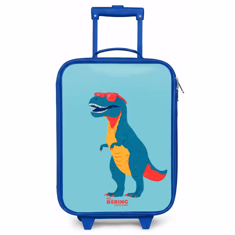Kinderkoffer Blau - Cooler T. rex mit Sonnenbrille — 1