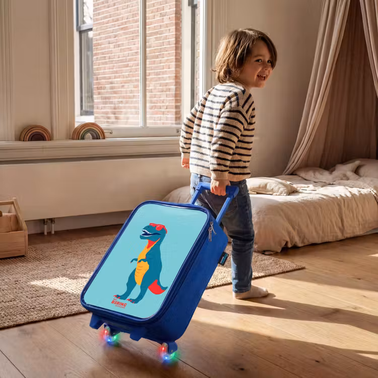 Kinderkoffer Blau - Cooler T. rex mit Sonnenbrille — 2
