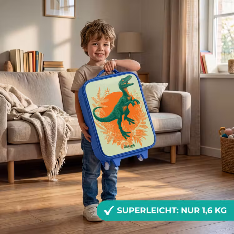 Kinderkoffer Blau - Grüner Dino zwischen Farnen — 3