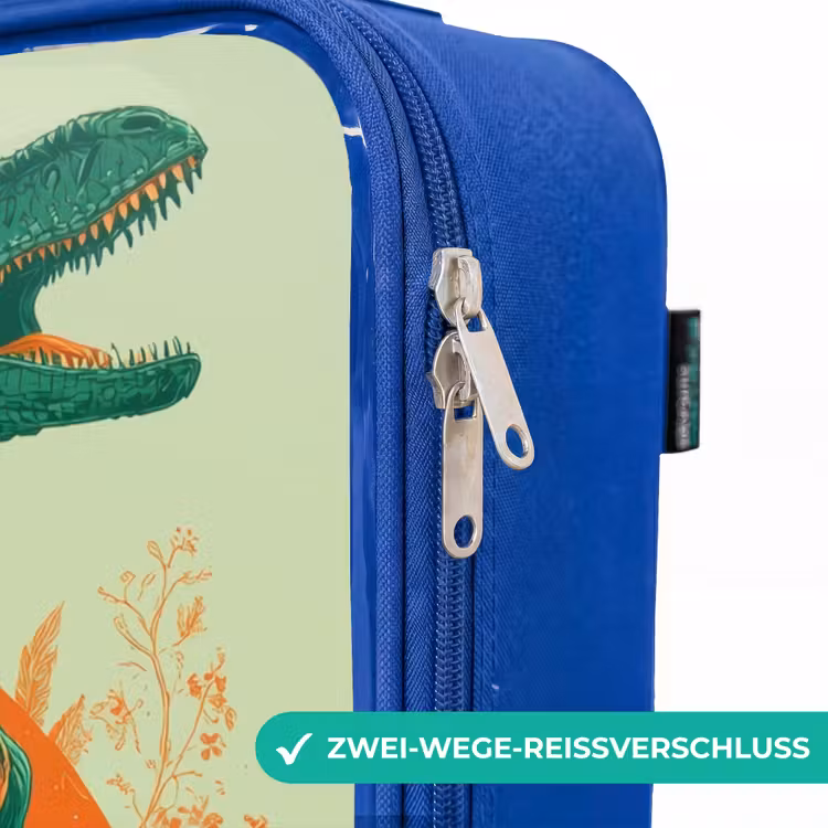 Kinderkoffer Blau - Grüner Dino zwischen Farnen — 5