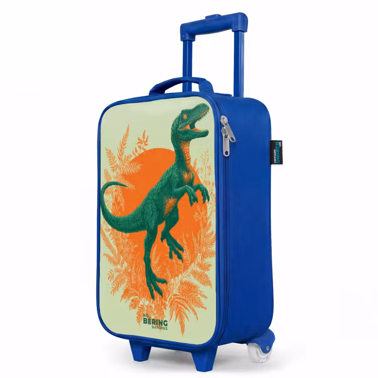Kinderkoffer Blau - Grüner Dino zwischen Farnen — 8
