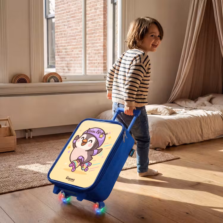 Kinderkoffer Blau - Kawai - Pinguin - Schlittschuhe — 2
