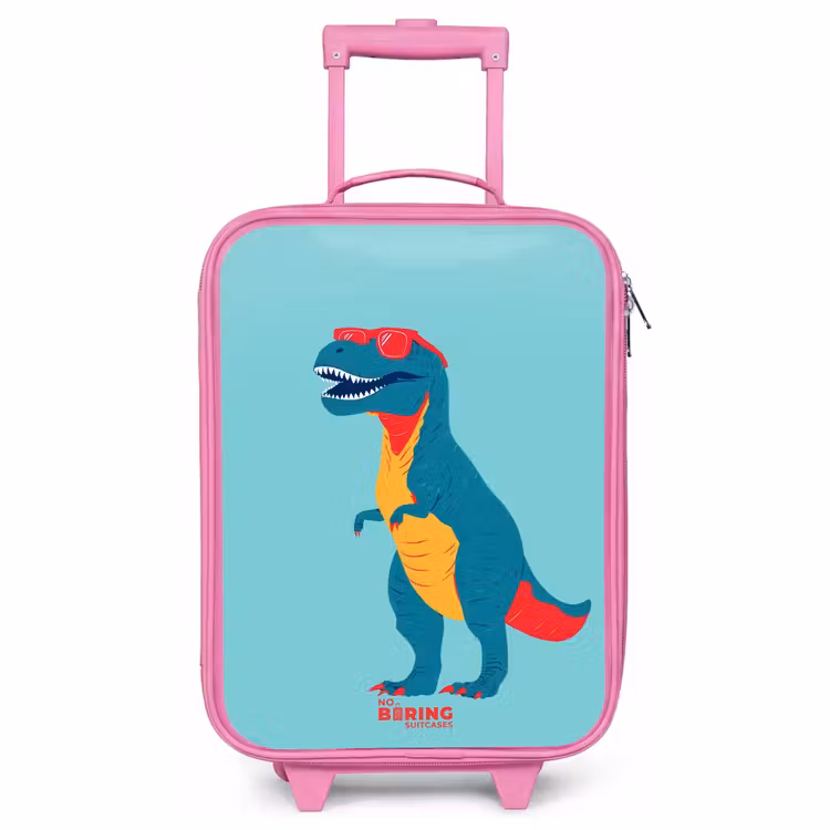 Kinderkoffer Rosa - Cooler T. rex mit Sonnenbrille — 1