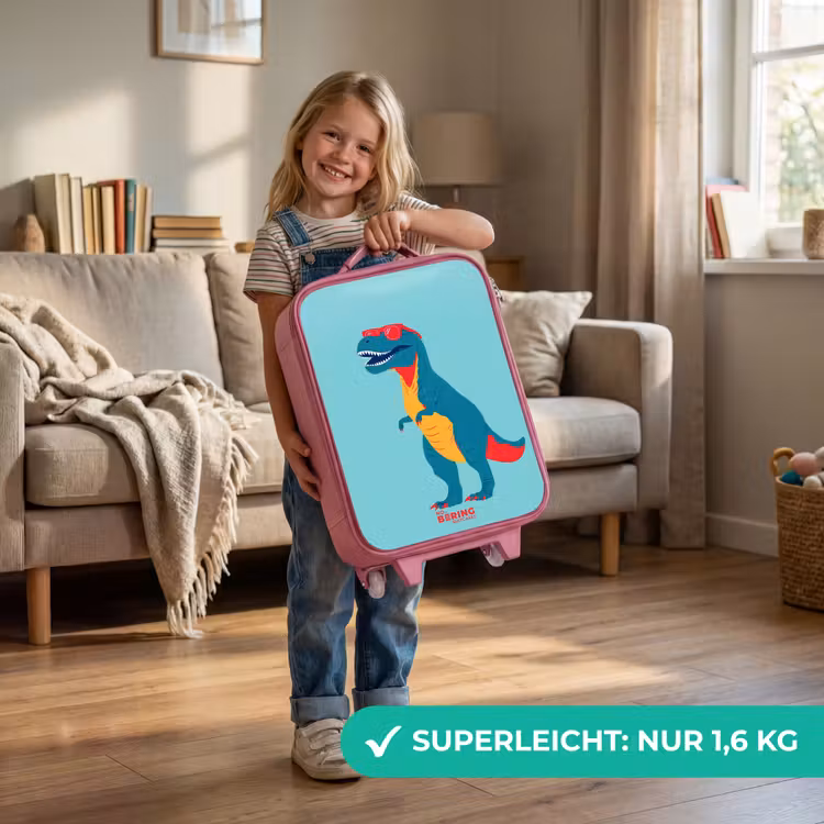 Kinderkoffer Rosa - Cooler T. rex mit Sonnenbrille — 3