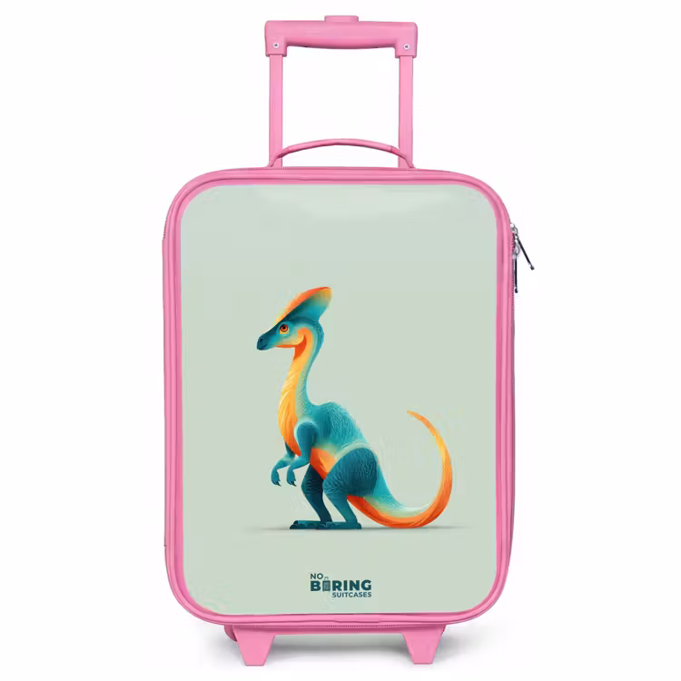 Kinderkoffer Rosa - Eleganter Dino mit Kamm — 1