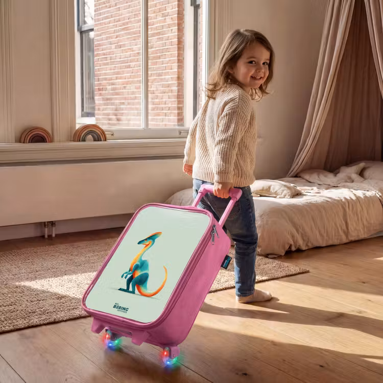 Kinderkoffer Rosa - Eleganter Dino mit Kamm — 2