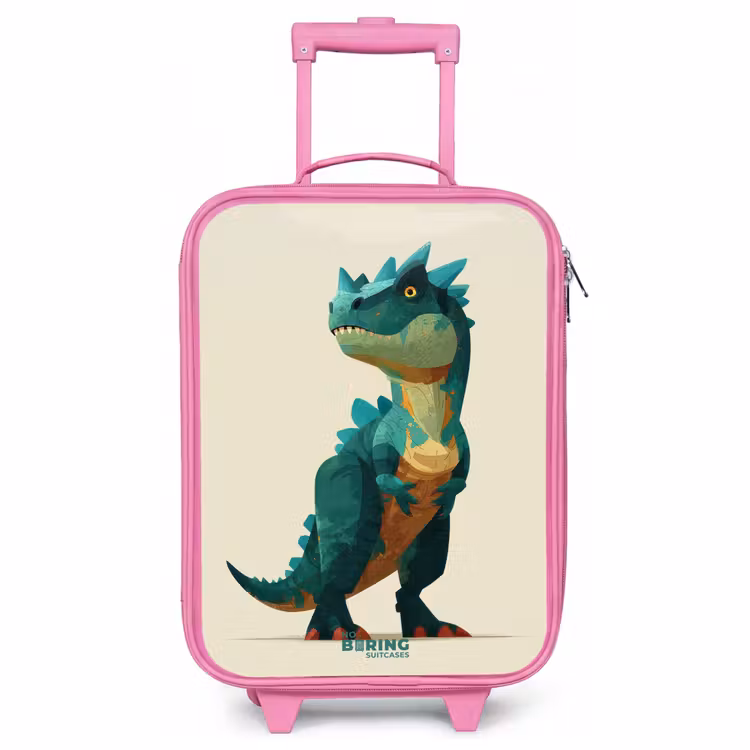 Kinderkoffer Rosa - Gehörnter Dino mit scharfen Blicken — 1