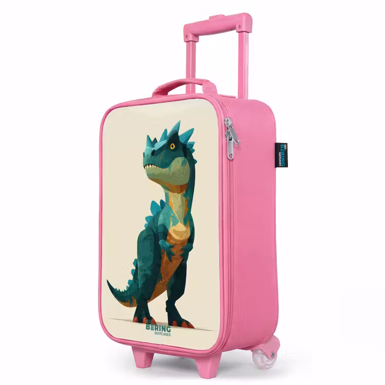 Kinderkoffer Rosa - Gehörnter Dino mit scharfen Blicken — 8