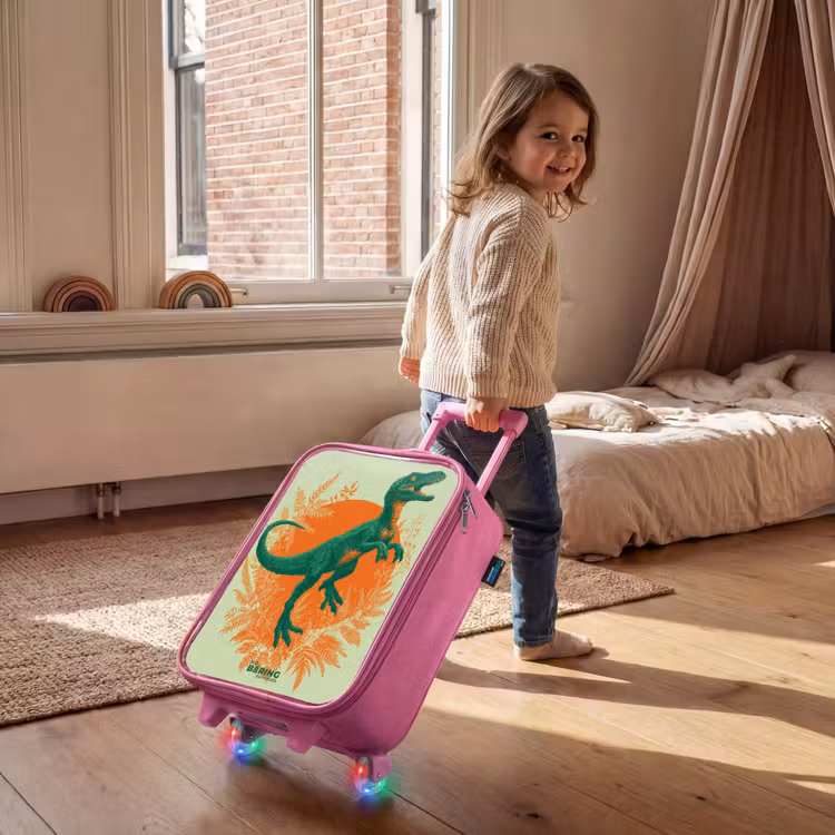 Kinderkoffer Rosa - Grüner Dino zwischen Farnen — 2