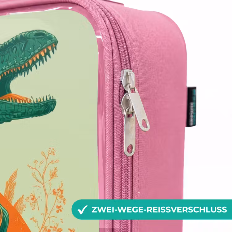 Kinderkoffer Rosa - Grüner Dino zwischen Farnen — 5