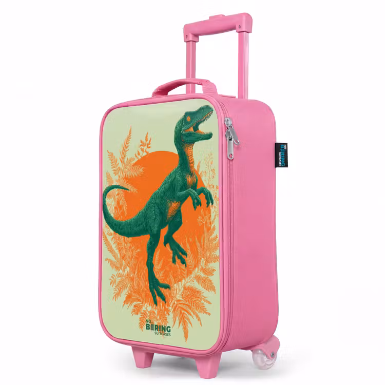 Kinderkoffer Rosa - Grüner Dino zwischen Farnen — 8