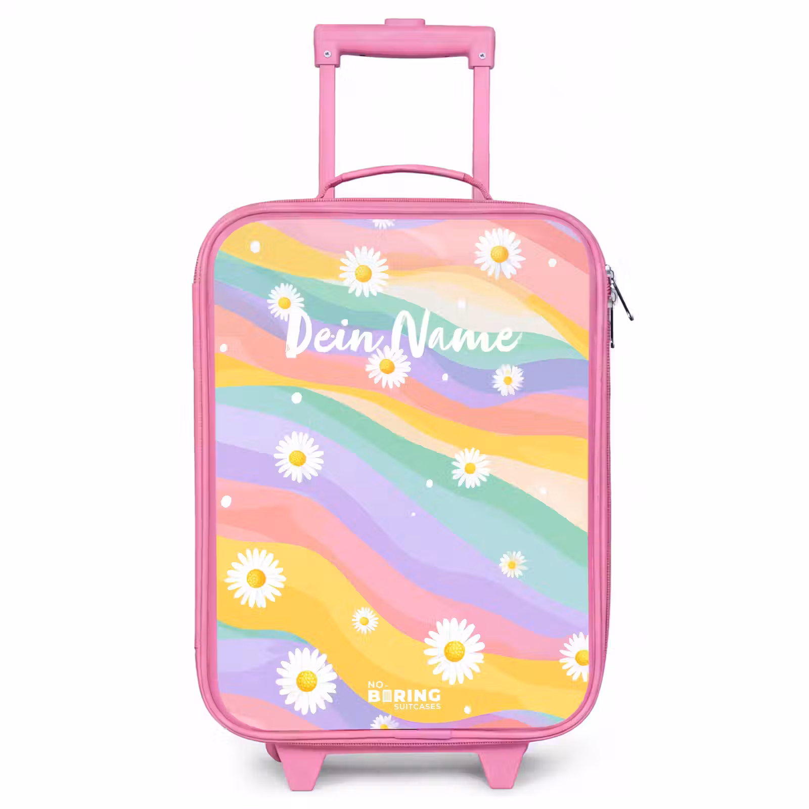 Kinderkoffer Rosa - Gänseblümchen auf Regenbogen-Hintergrund — 1