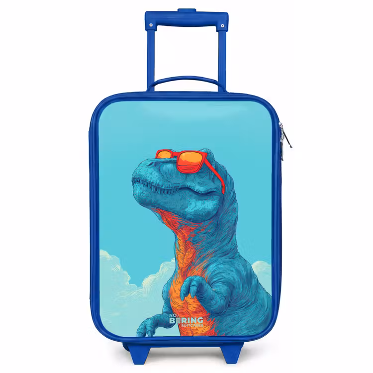Kinderkoffer Blau - Dino mit Sonnenbrille — 1