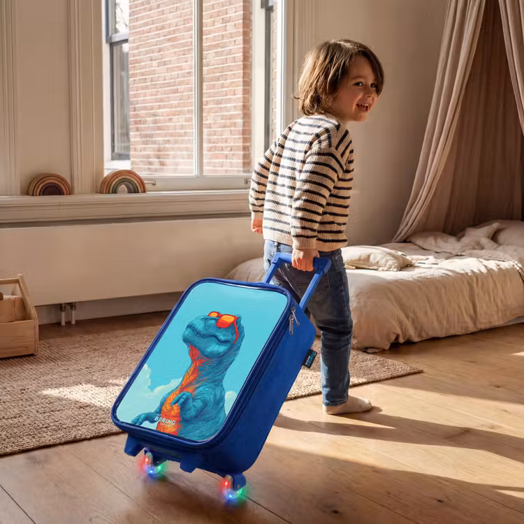 Kinderkoffer Blau - Dino mit Sonnenbrille — 2