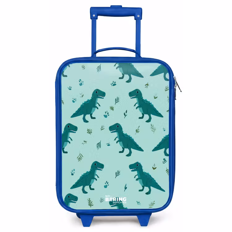 Kinderkoffer Blau - Freundlicher T. rex zwischen den Spuren — 1