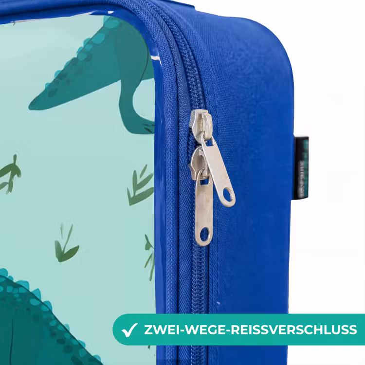 Kinderkoffer Blau - Freundlicher T. rex zwischen den Spuren — 5