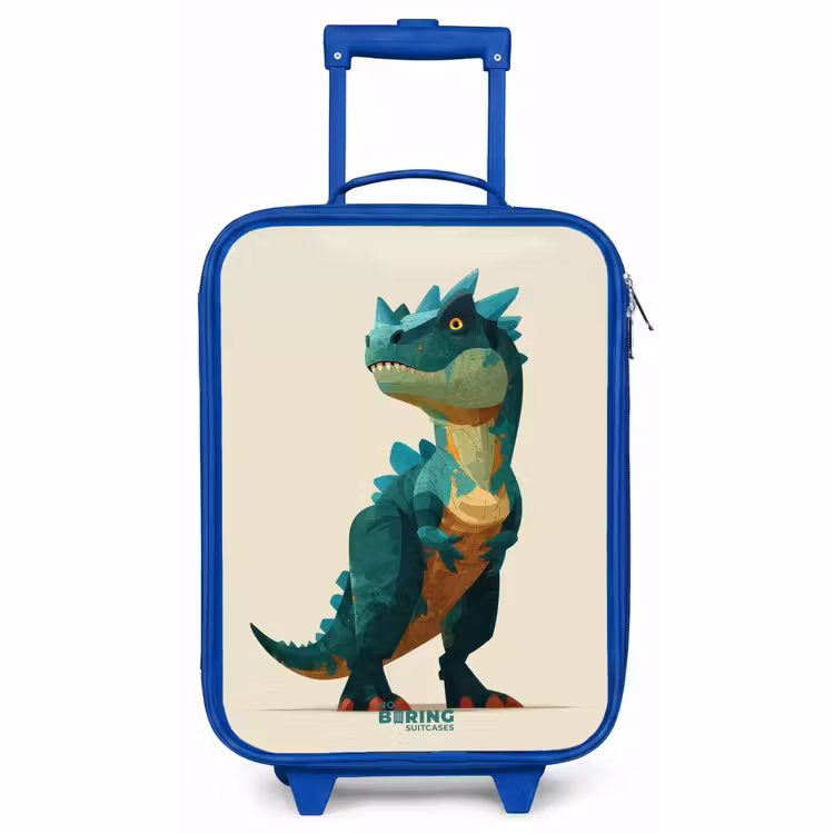 Kinderkoffer Blau - Gehörnter Dino mit scharfen Blicken — 1