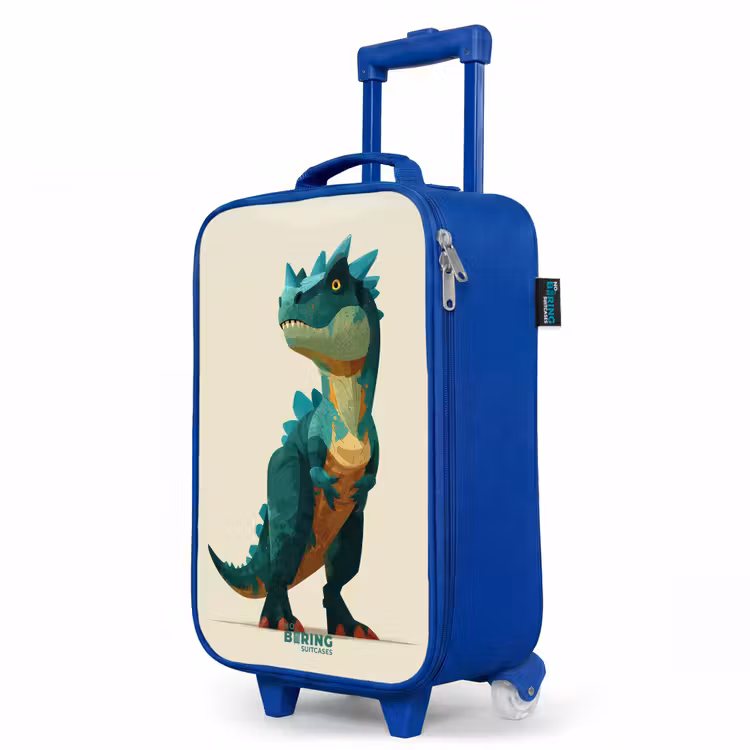 Kinderkoffer Blau - Gehörnter Dino mit scharfen Blicken — 8