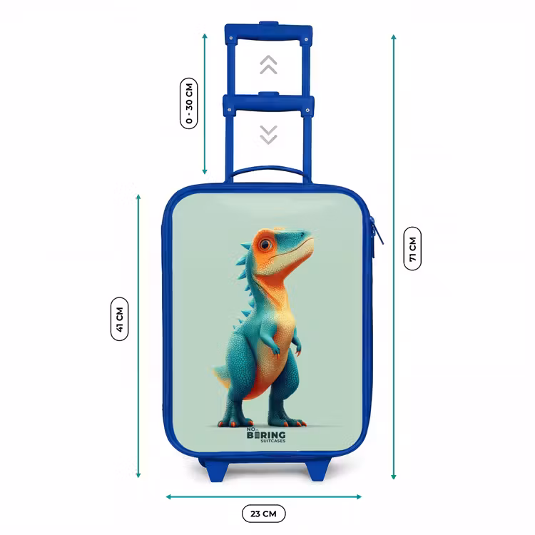Kinderkoffer Blau - Robuster Dino mit großen Augen — 7