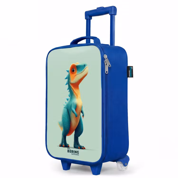 Kinderkoffer Blau - Robuster Dino mit großen Augen — 8