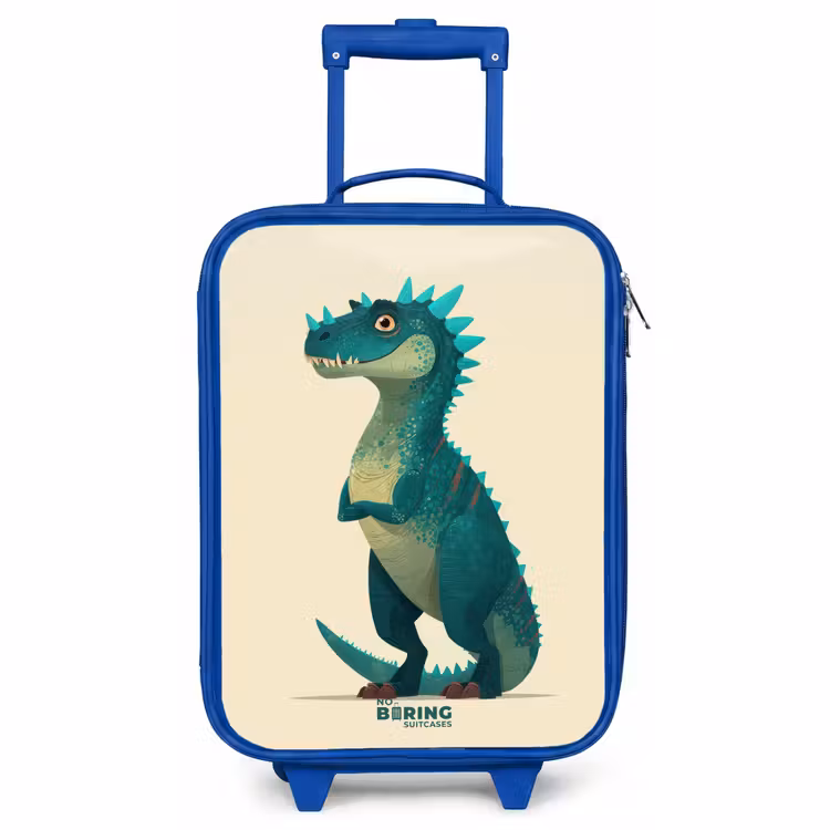 Kinderkoffer Blau - Stacheliger Dino mit freundlichem Blick — 1