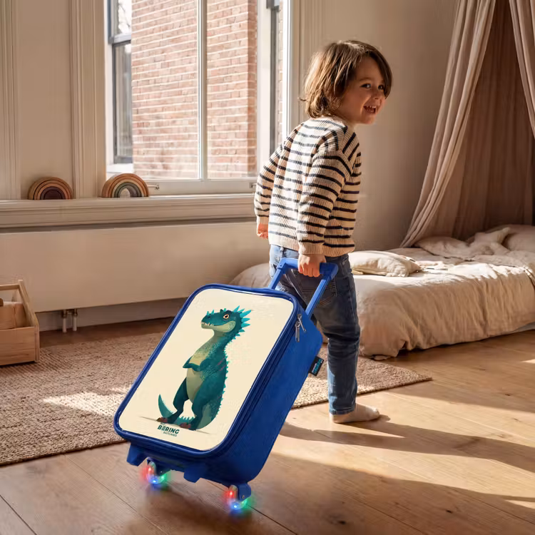 Kinderkoffer Blau - Stacheliger Dino mit freundlichem Blick — 2