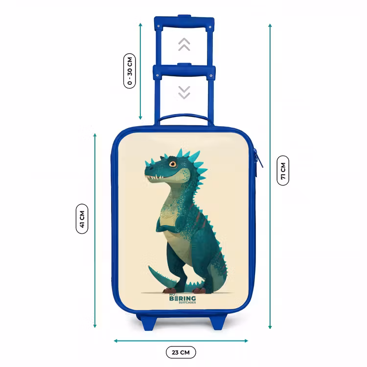 Kinderkoffer Blau - Stacheliger Dino mit freundlichem Blick — 7