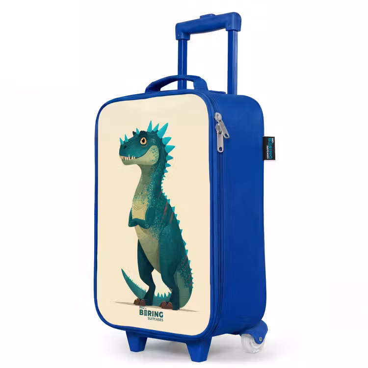 Kinderkoffer Blau - Stacheliger Dino mit freundlichem Blick — 8